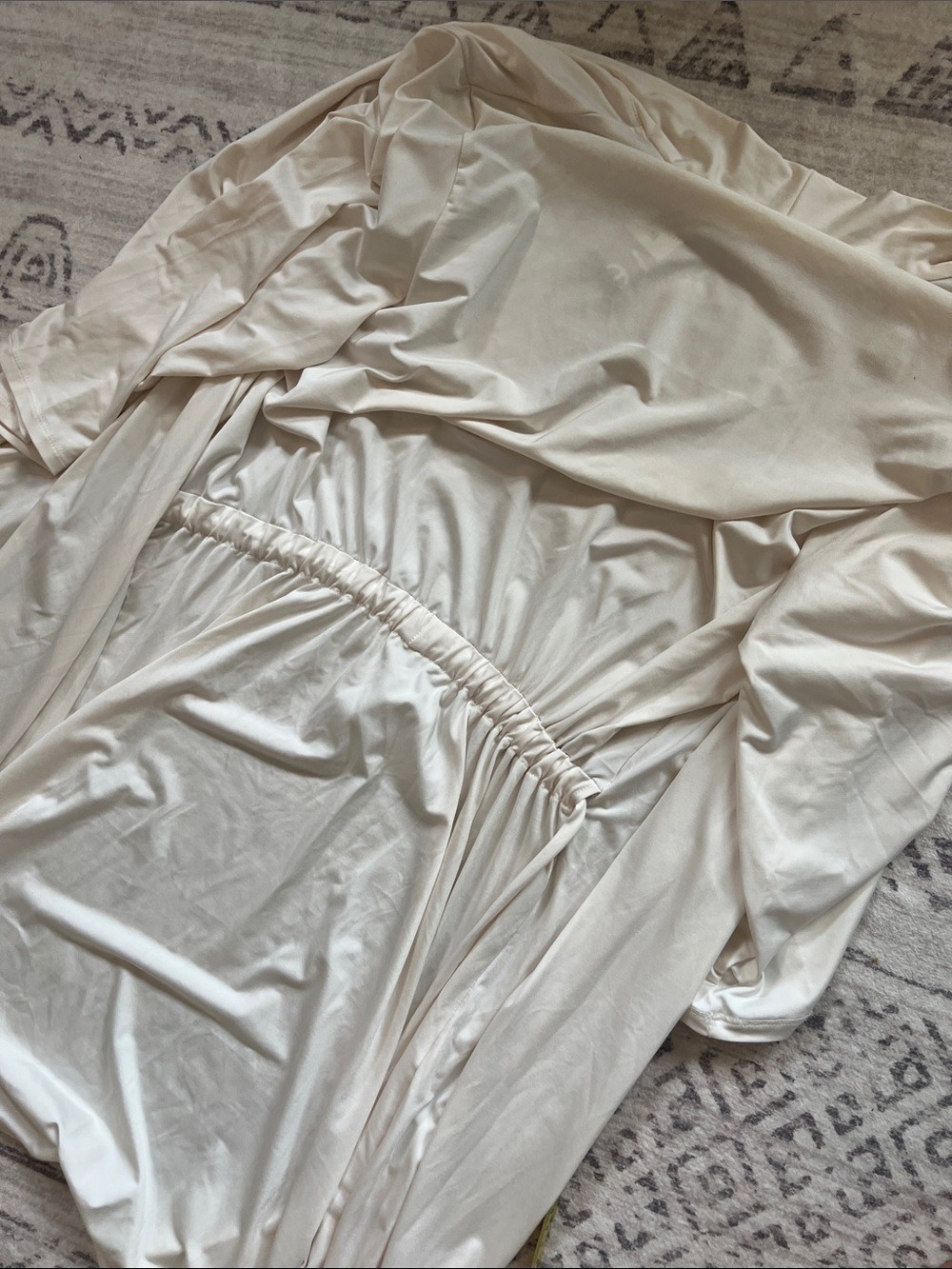 Josie Cream Wrap Robe with Tie Waist - Picture 9 of 9